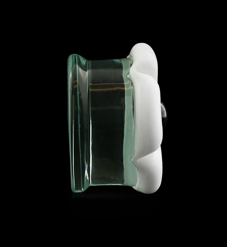 White Flower Glass Plugs - Mrs Treak