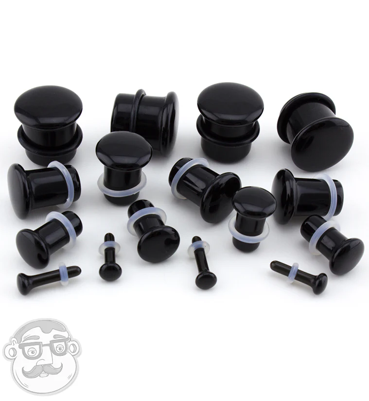 Black Obsidian Single Flare Stone Plugs - Mrs Treak