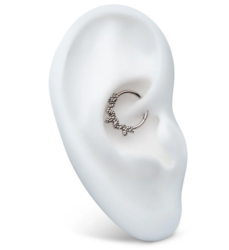 Hammered Marquise Titanium Hinged Segment Ring - Mrs Treak