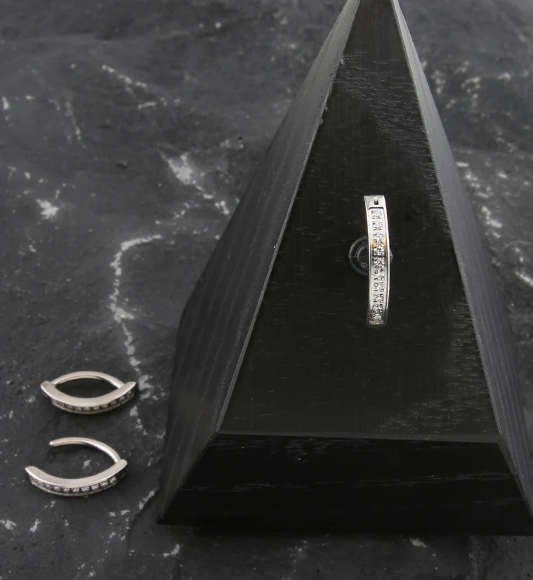 Bar Clear CZ Stainless Steel Hinged Belly Button Ring - Mrs Treak