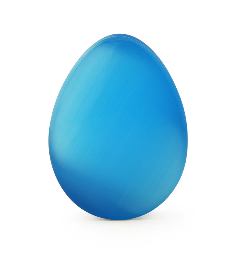 Aqua Cat's Eye Glass Teardrop Plugs - Mrs Treak