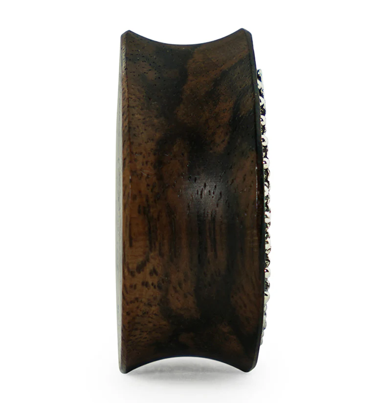 Doily White Brass Inlay Areng Wood Teardrop Plugs - Mrs Treak