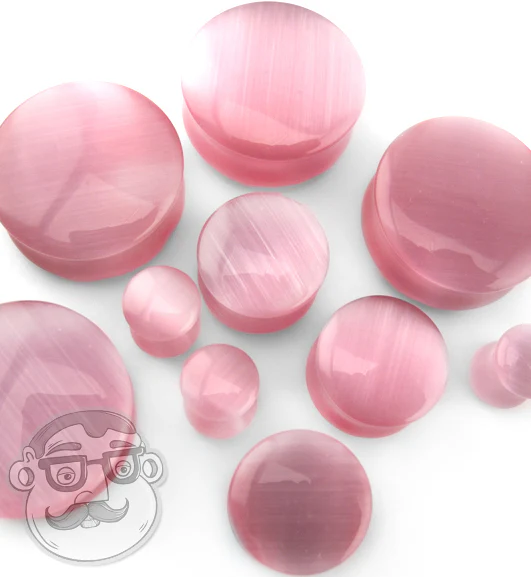 Pink Cat's Eye Glass Plugs - Mrs Treak