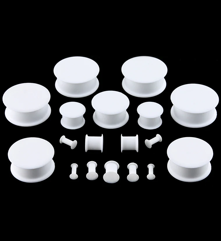 Kaos White Silicone Hollow Plugs - Mrs Treak