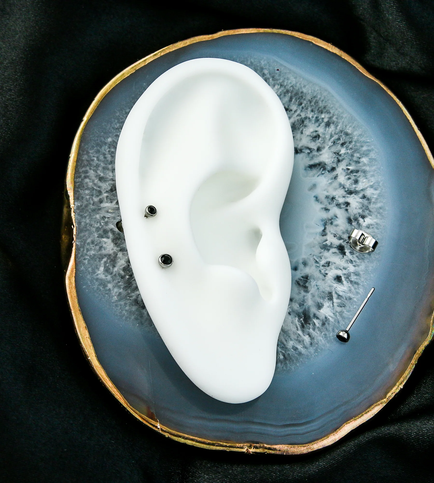 Bezel Black CZ Stainless Steel Stud Earrings - Mrs Treak