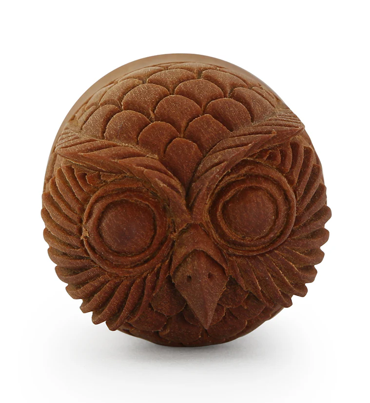 Carved Owl Wood Plugs - Mrs Treak