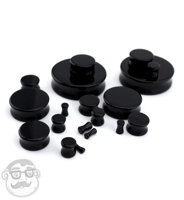 Black Obsidian Stone Plugs - Mrs Treak
