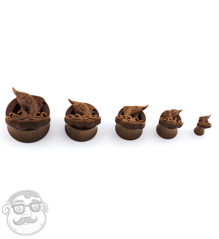 Marlin Carved Saba Wood Tunnels - Mrs Treak