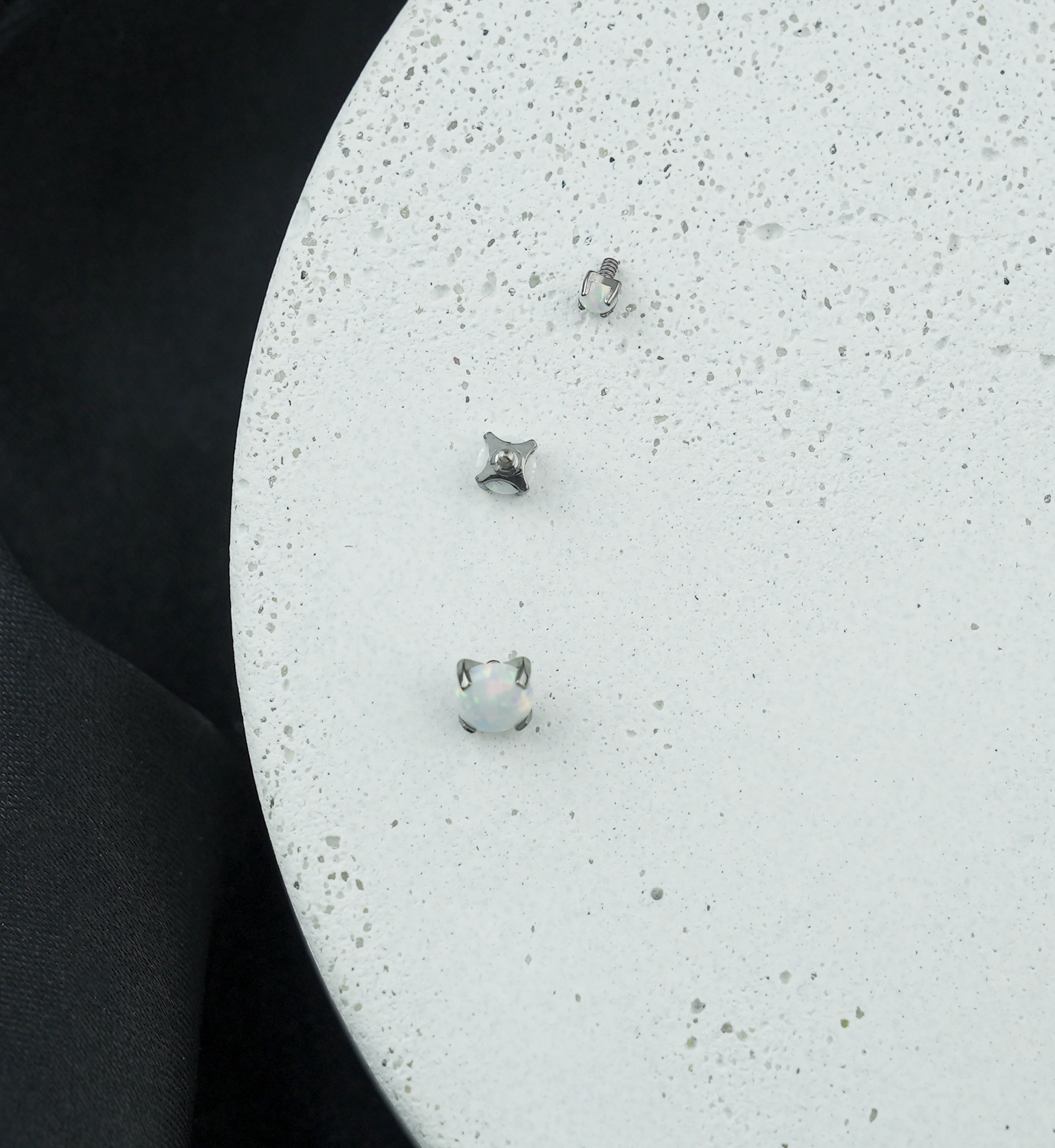 Prong White Opalite Titanium Internally Threaded Top - Mrs Treak