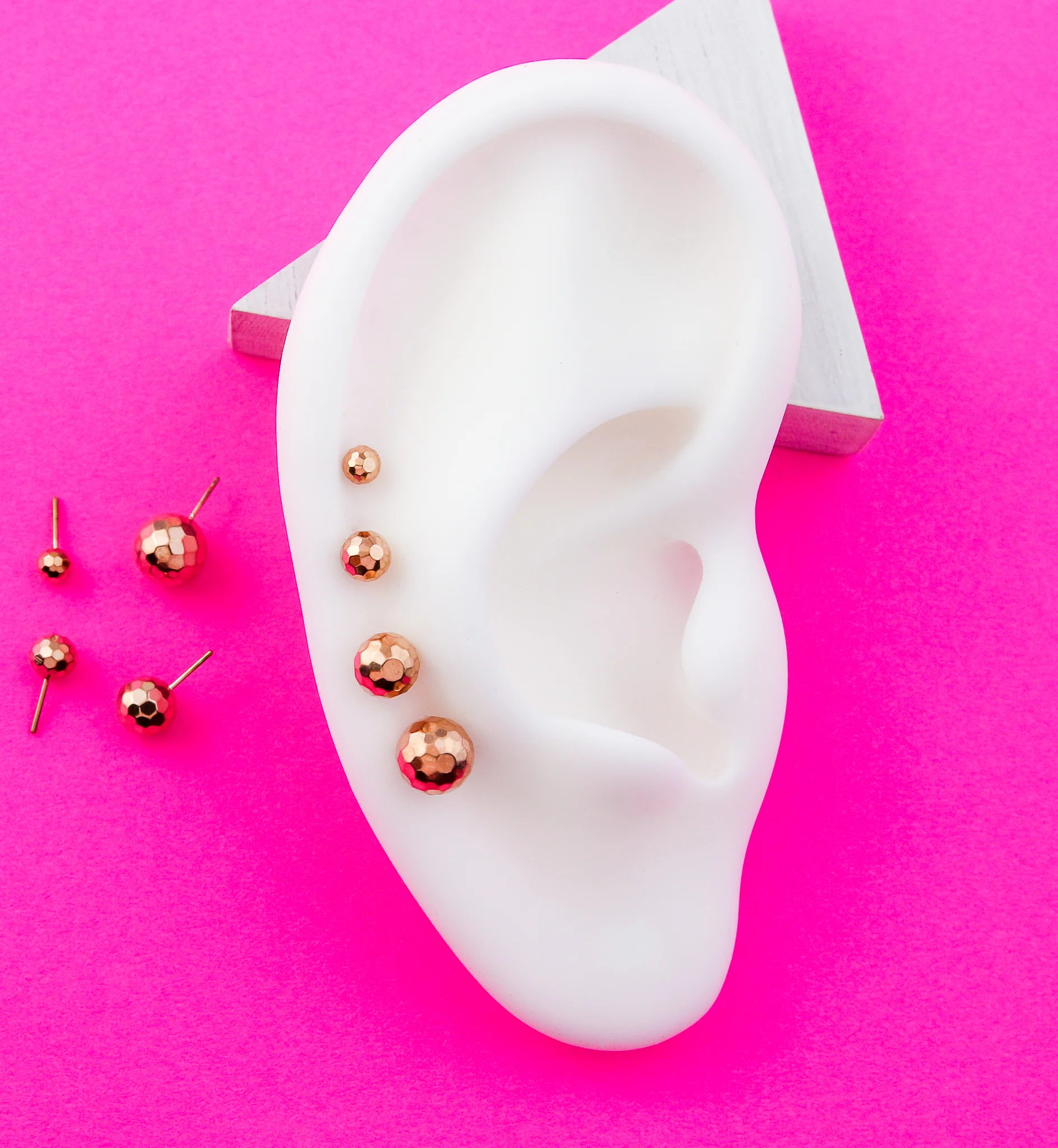 Rose Gold PVD Faceted Ball Titanium Threadless Top - Mrs Treak