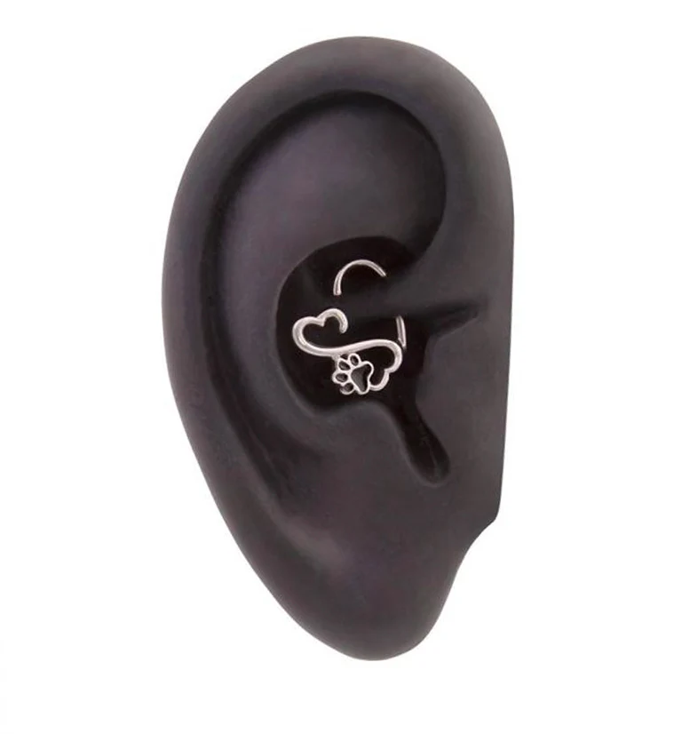 Paw Heart Hoop Daith Ring - Mrs Treak
