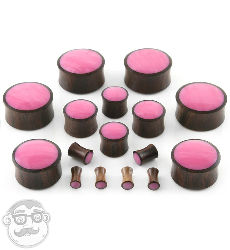 Sono Wood Plugs With Pink Resin Inlay - Mrs Treak