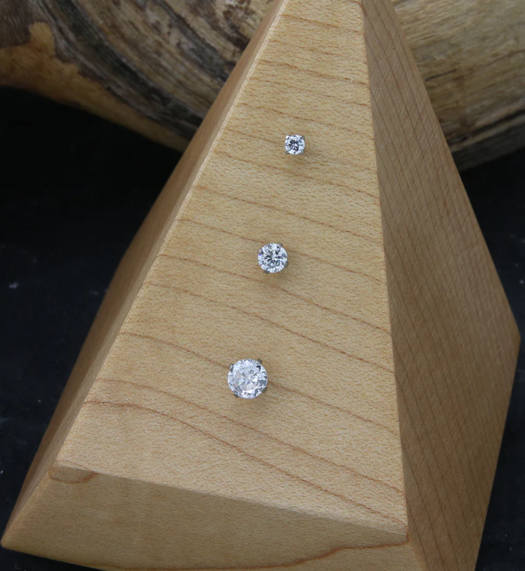 Prong Clear CZ Threadless Titanium Top - Mrs Treak