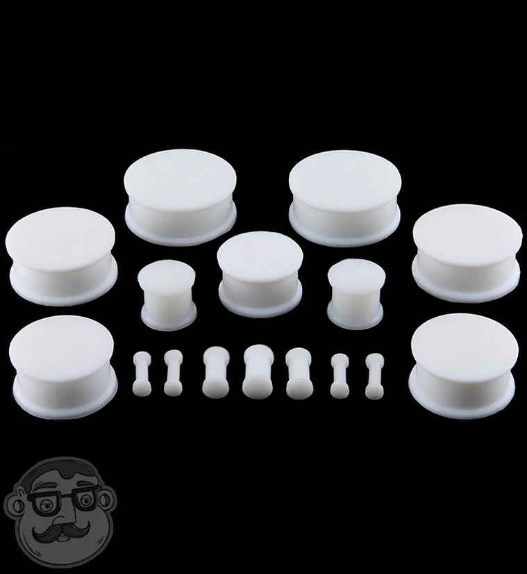Double Flare White Silicone Plugs (CLOSE OUT) - Mrs Treak