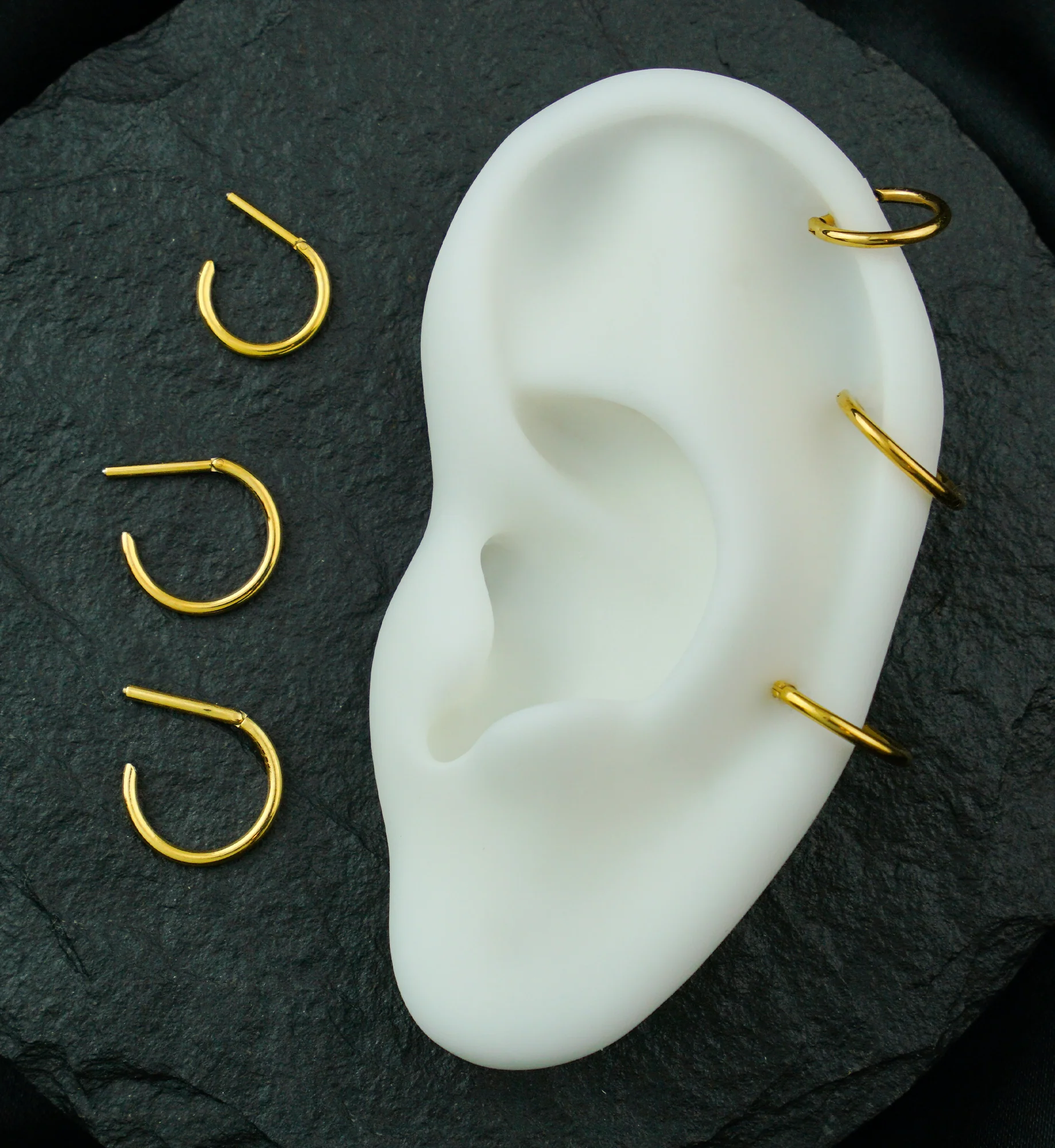 Gold PVD Titanium D-Shaped Hinged Segment Ring - Mrs Treak