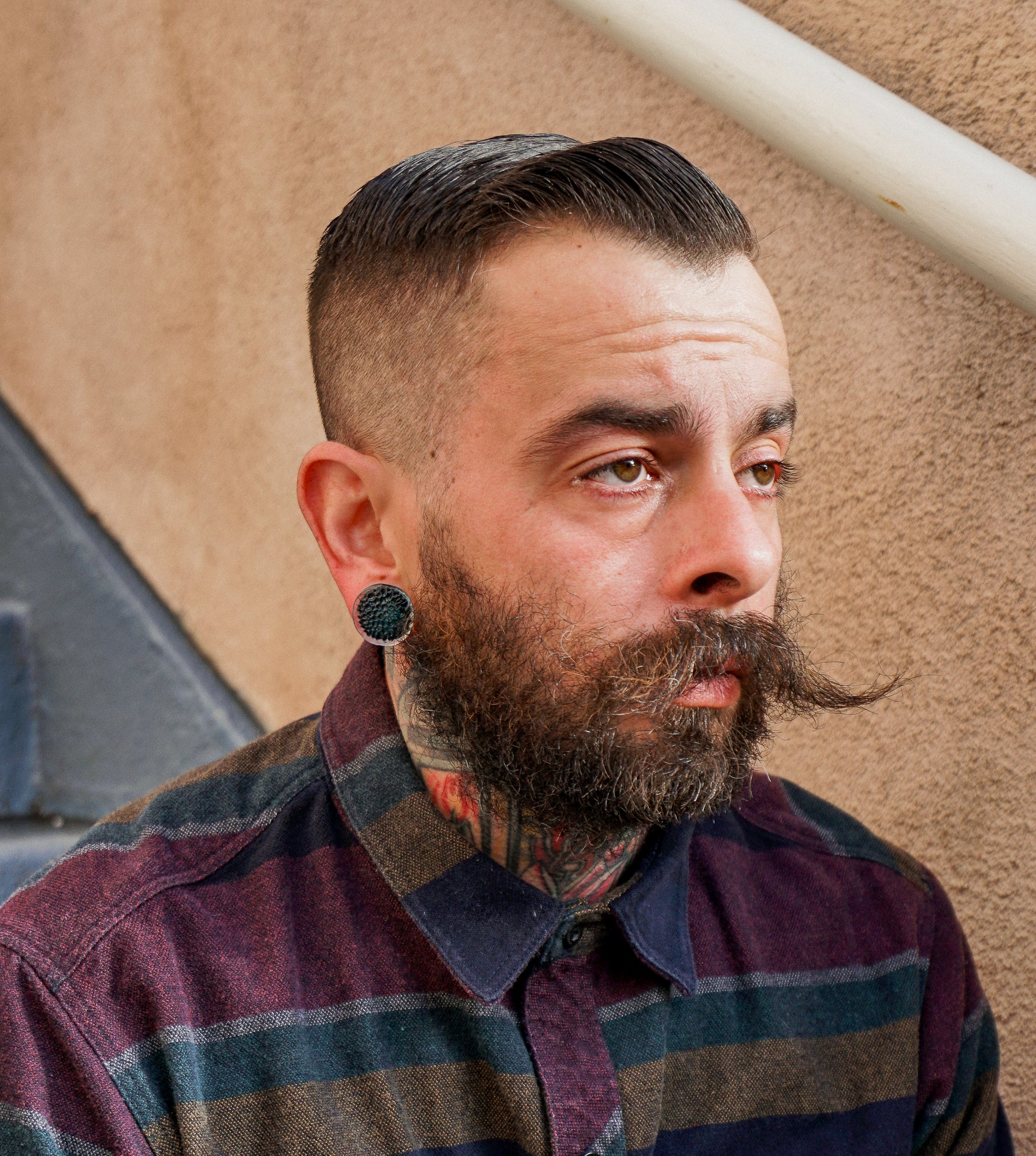 Blurple Hammered Glass Double Flare Plugs - Mrs Treak