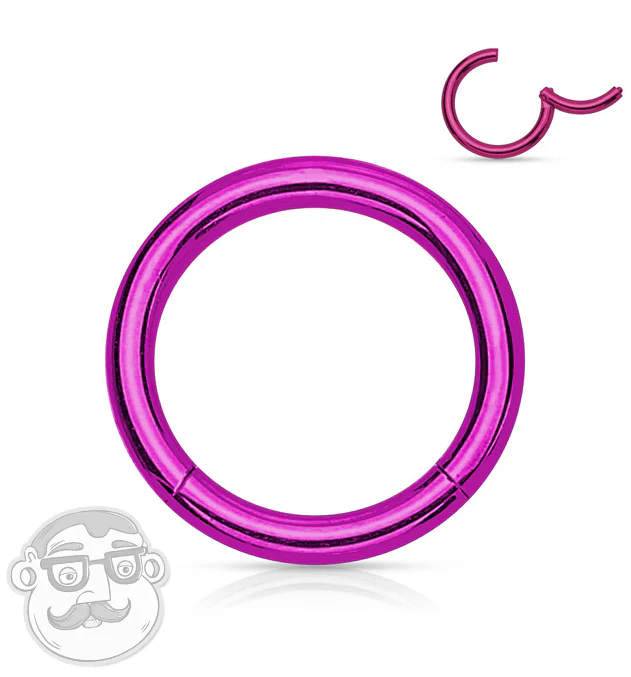 Purple PVD Hinged Stainless Steel Segment Hoop Ring - Mrs Treak