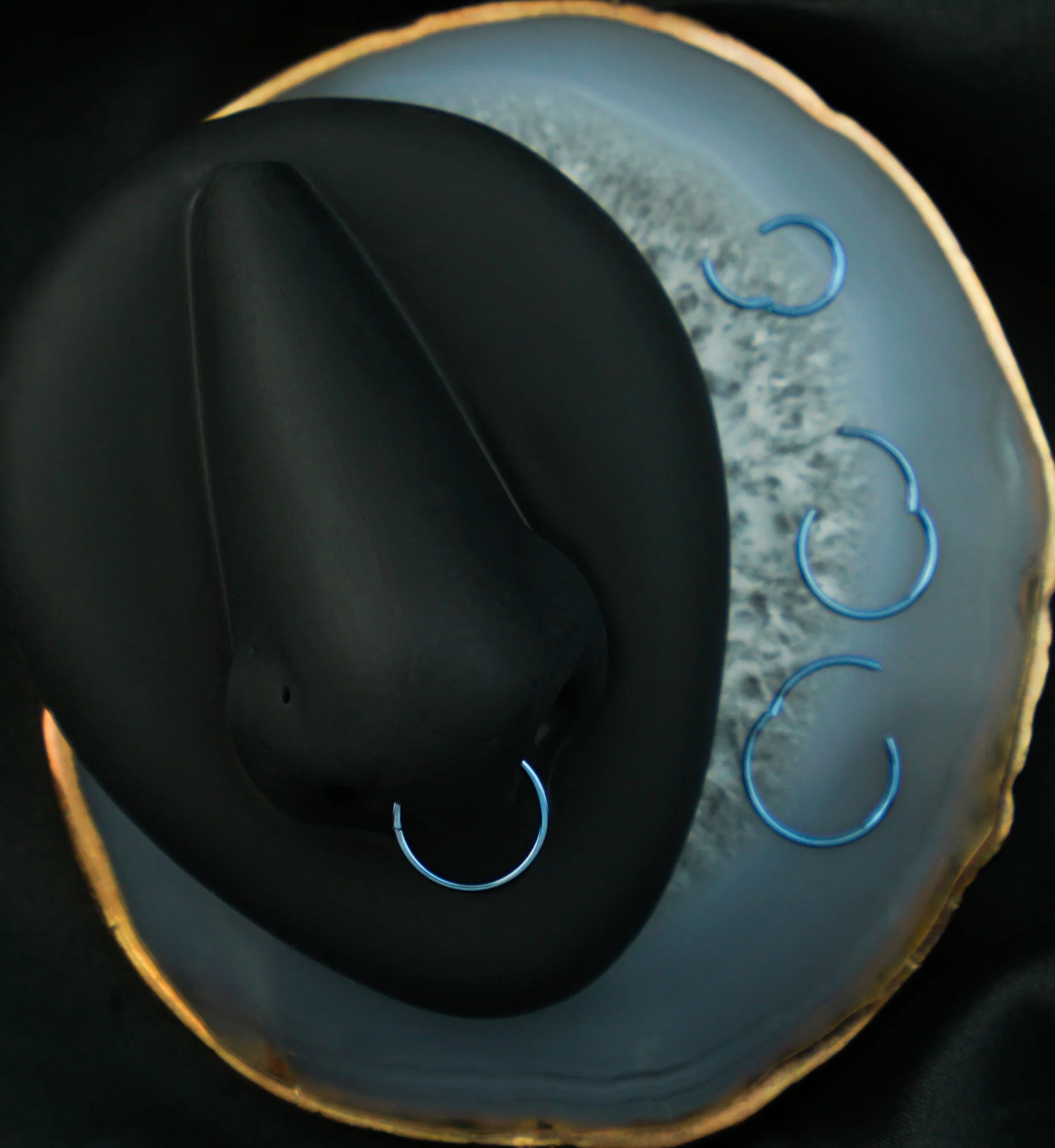 Blue Anodized Titanium Hinged Segment Hoop Ring - Mrs Treak