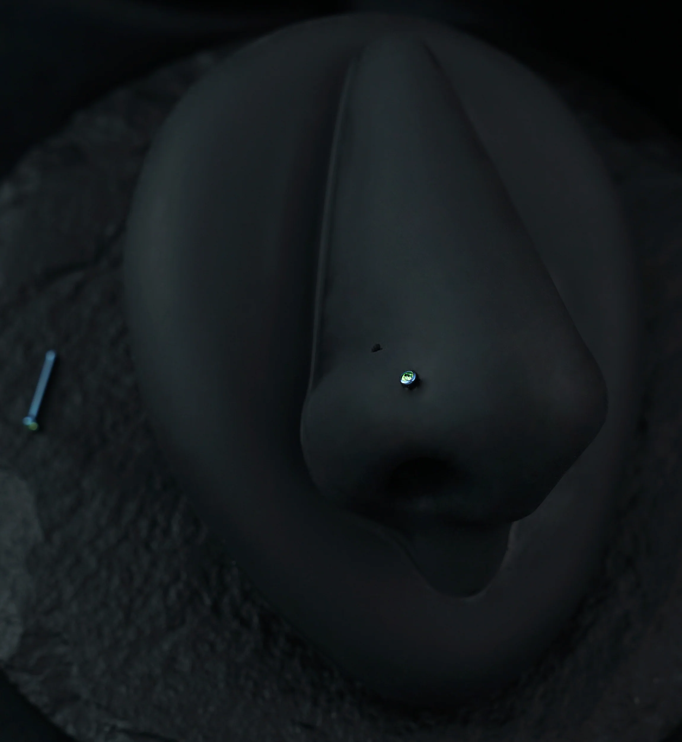 Anodized Light Blue With Light Green CZ Titanium Nosebone - Mrs Treak