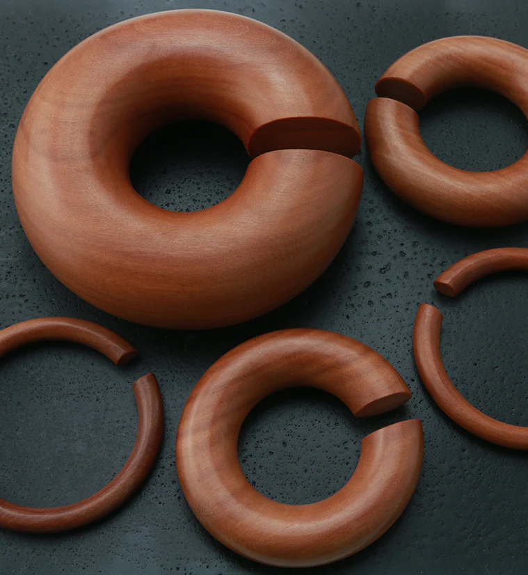Saba Wood Hoop Plugs - Mrs Treak