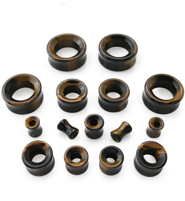 Tiger Eye Double Flare Tunnels - Mrs Treak