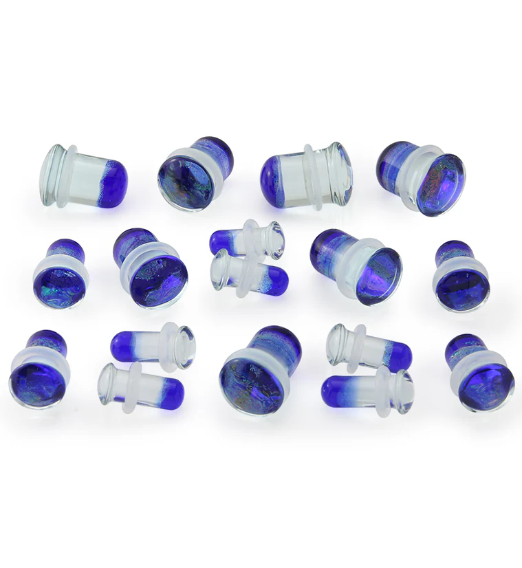 Nightfall Dichroic Glass Single Flare Plugs - Mrs Treak
