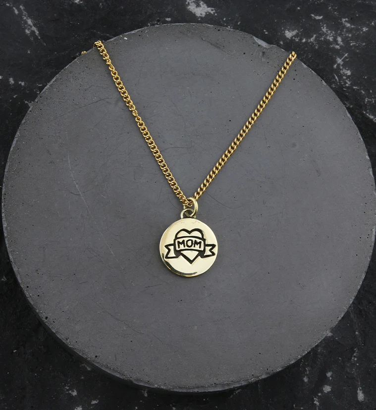 I Heart Mom Brass Charm Necklace - Mrs Treak