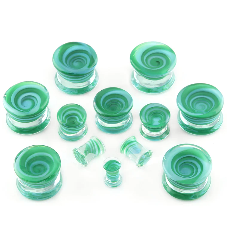 Green Vortex Glass Plugs - Mrs Treak