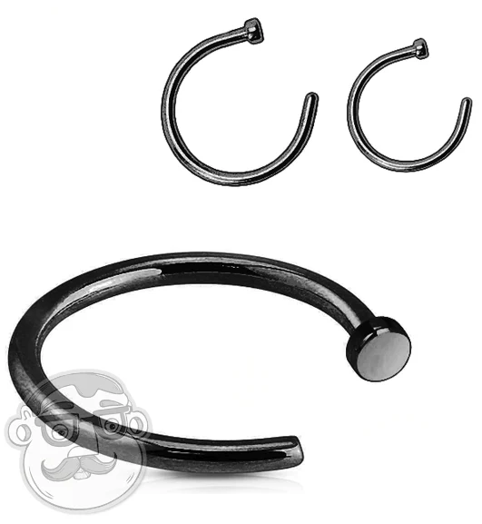 Black PVD Stainless Steel Nose Hoop Ring - Mrs Treak