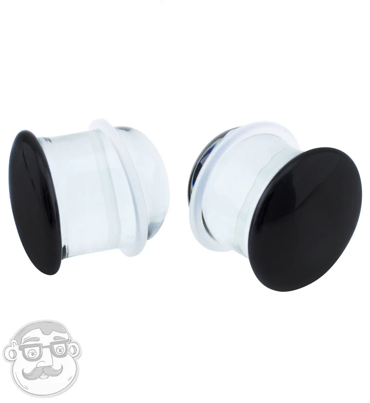 Black Glass Plugs - Single Flare - Mrs Treak