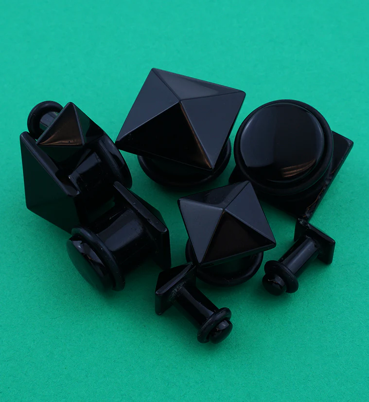 Black Agate Stone Squared Plugs - Mrs Treak