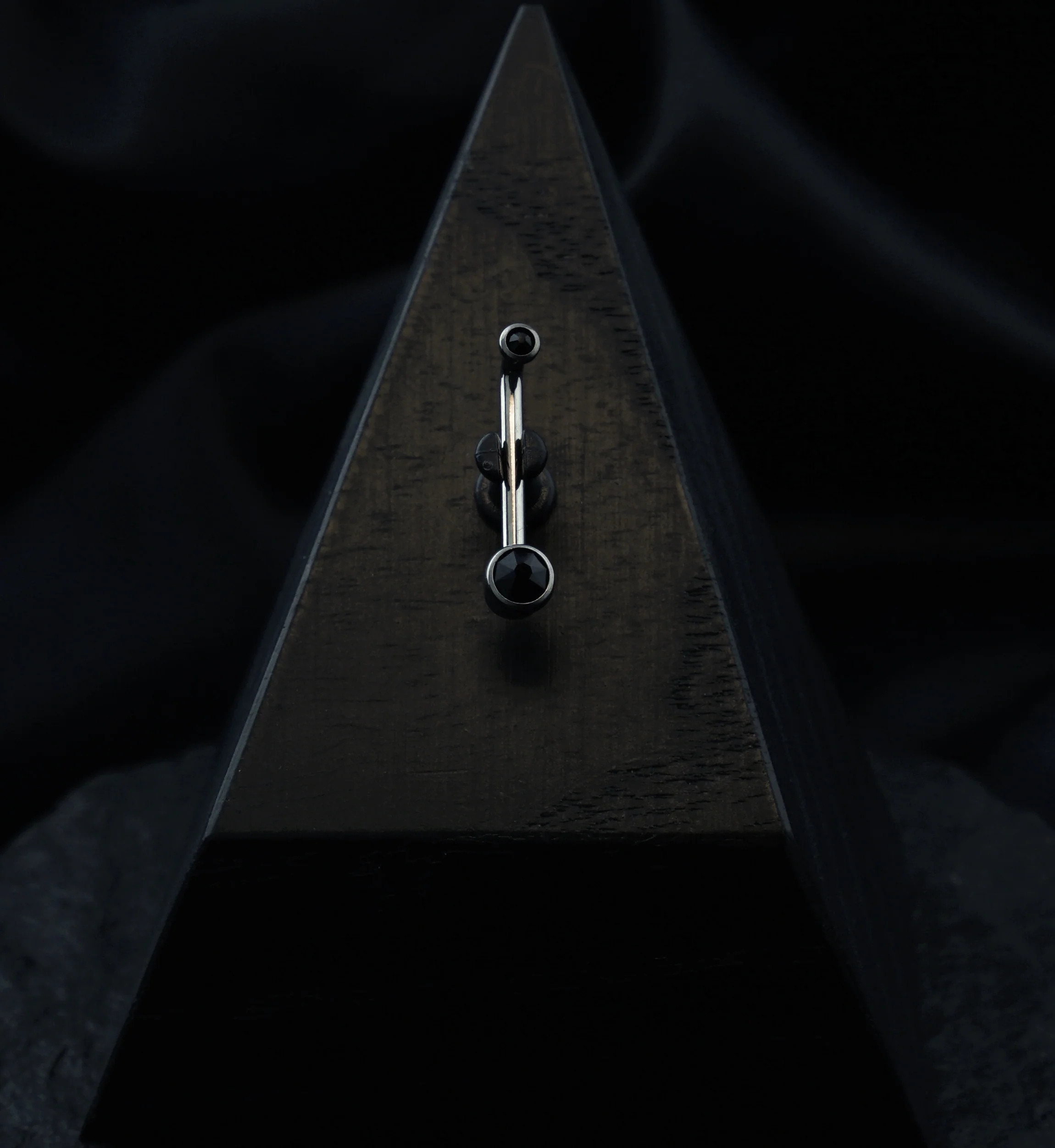 Vertical Clitoral Hood Black CZ Bar - Mrs Treak