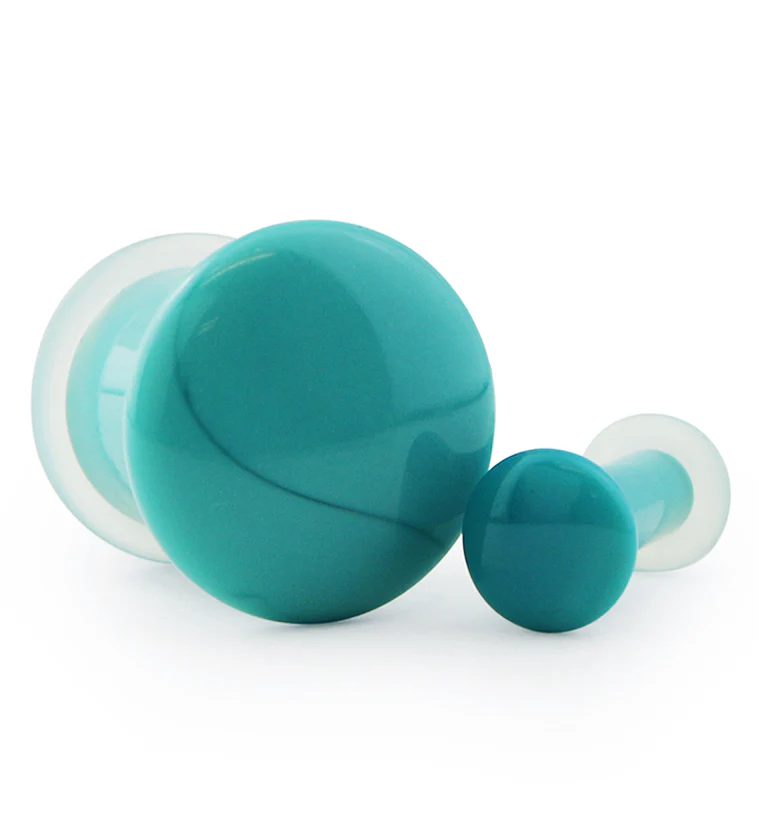 Island Blue Single Flare Glass Plugs - Mrs Treak