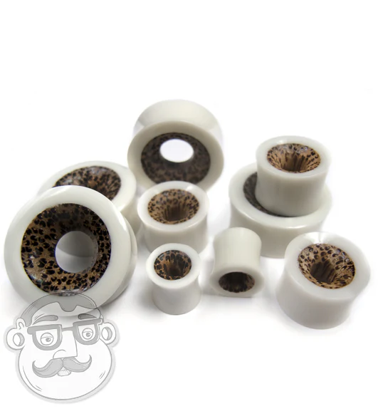 Concave Bone Tunnel Plugs With Coconut Inlay - Mrs Treak