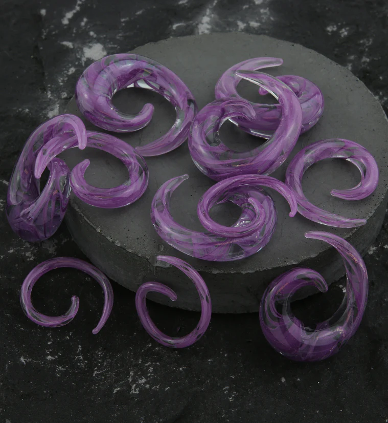 Purple Swirl Glass Spirals - Mrs Treak