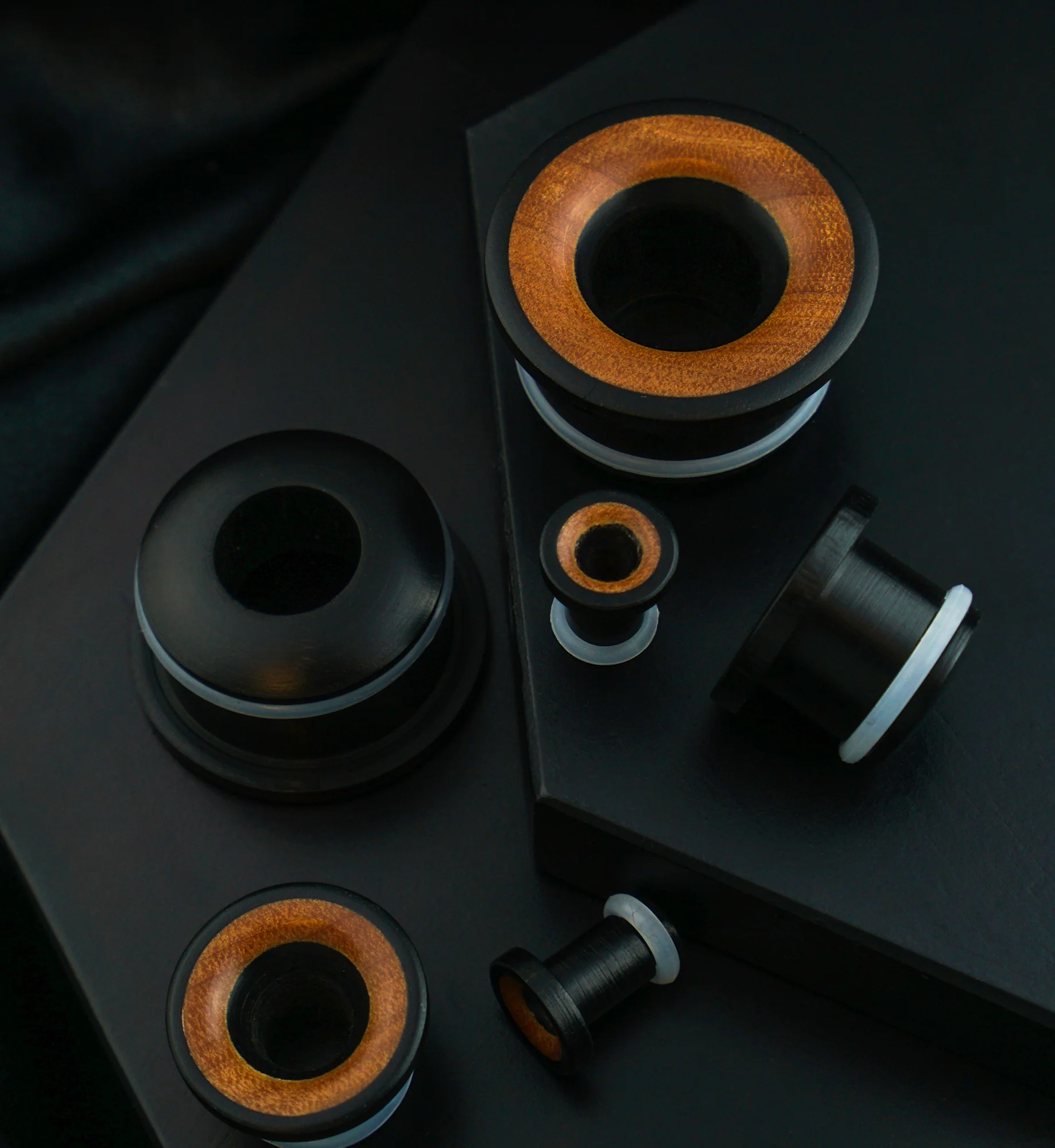 Single Flare Areng Wood Tunnels with Saba Inlay - Mrs Treak