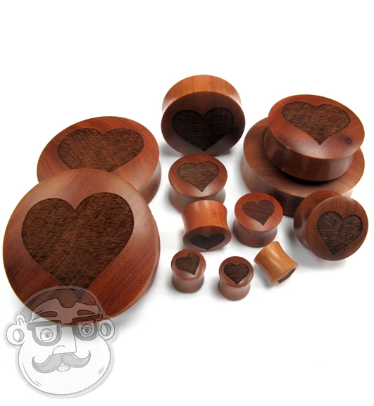 Heart Engraved Wood Plugs - Mrs Treak