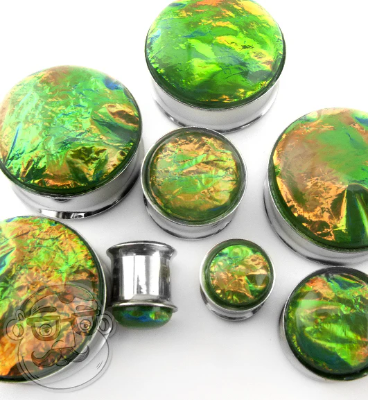 Green Ivy Foil Stainless Steel Plugs - Mrs Treak