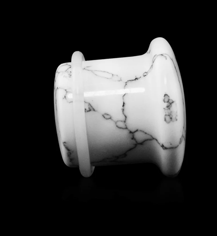 White Howlite Stone Single Flare Plugs - Mrs Treak