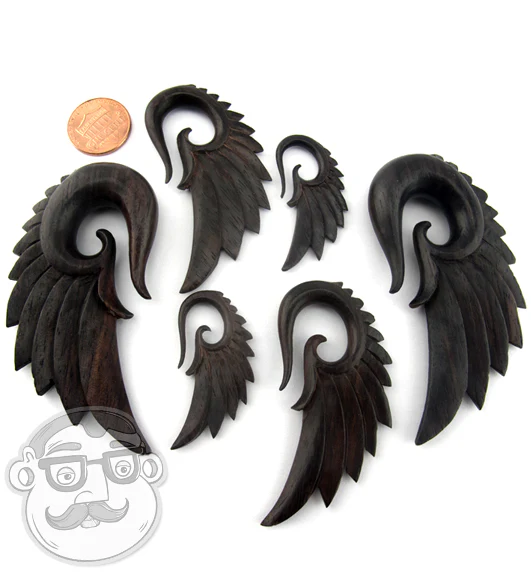 Areng Wood Angel Wing Hanger Plugs - Mrs Treak