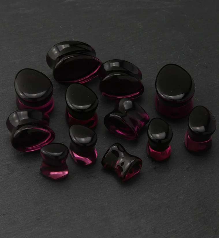 Purple Glass Teardrop Plugs - Mrs Treak