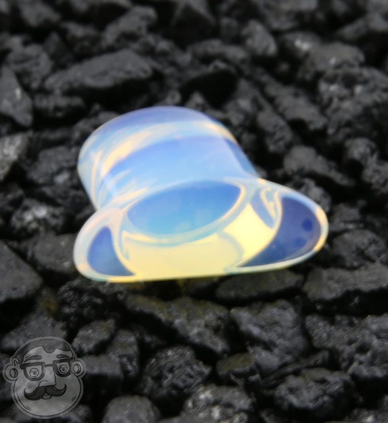 Opalite Glass Oval Labret Plug - Mrs Treak