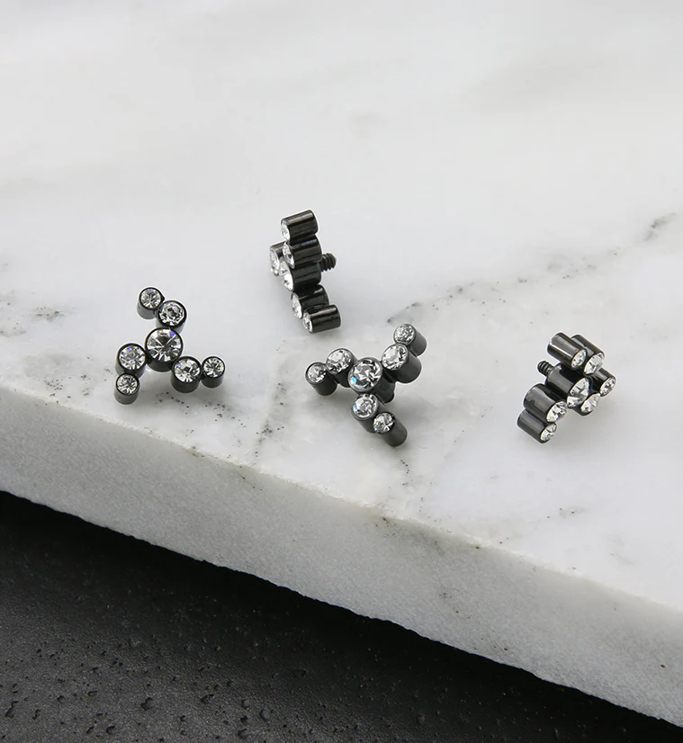 Black PVD Whirl CZ Titanium Internally Threaded Top - Mrs Treak