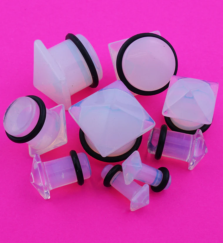Opalite Glass Squared Plugs - Mrs Treak