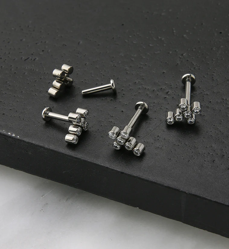 Cross CZ Titanium Internally Threaded Labret - Mrs Treak