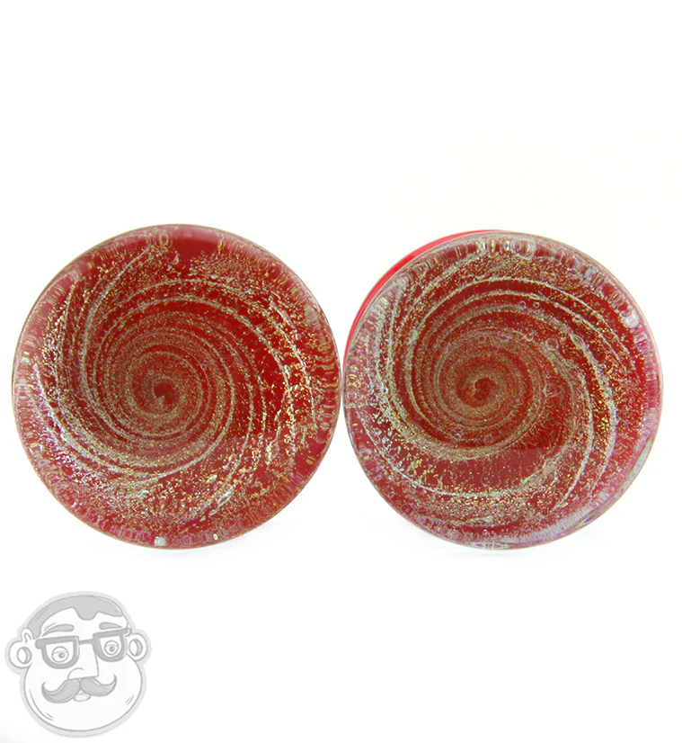 Red Cosmic Spiral Glass Plugs - Mrs Treak