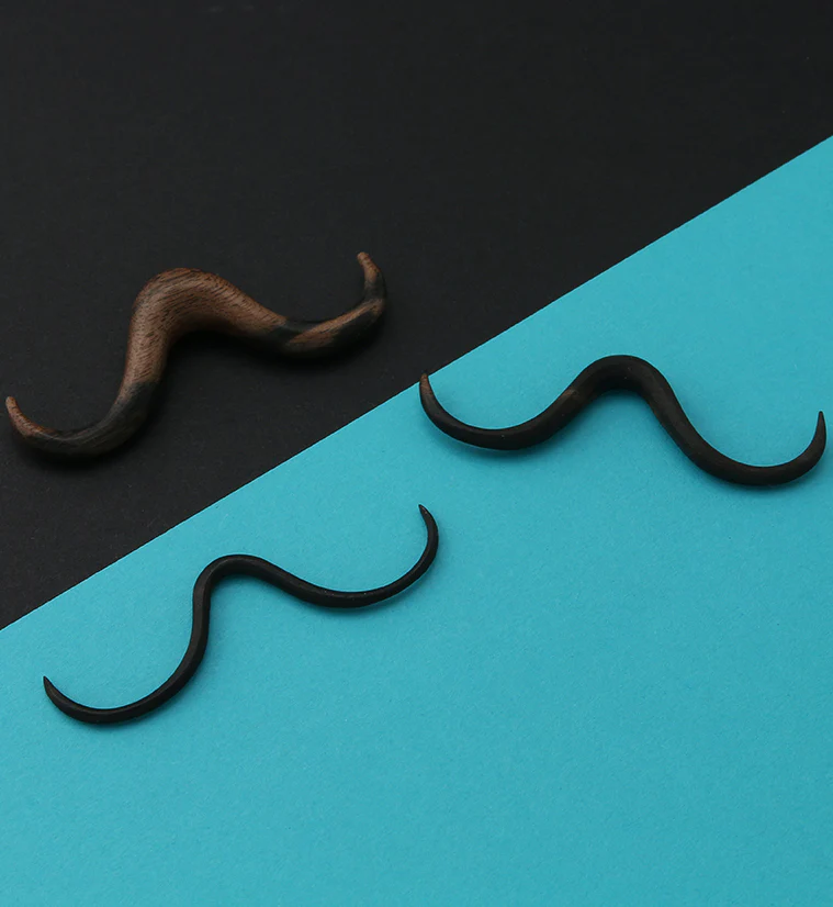 Curly Mustache Areng Wooden Septum Bar - Mrs Treak