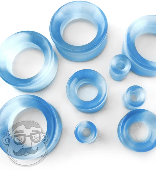 Aqua Cat's Eye Glass Concave Tunnel Plugs - Mrs Treak
