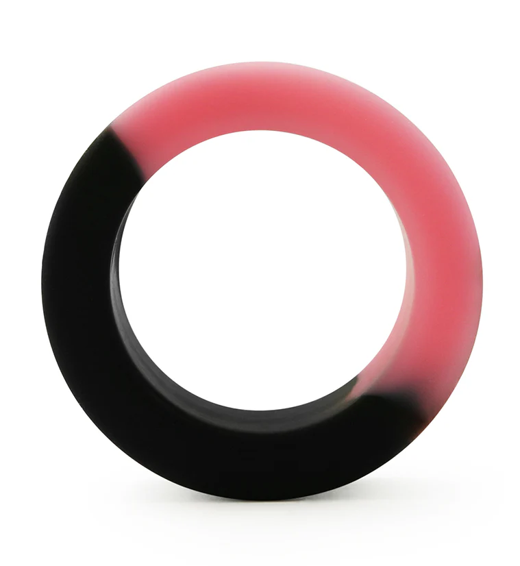 Pink And Black Double Flare Silicone Tunnel Plugs - Mrs Treak