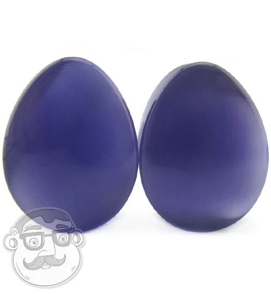 Purple Cat's Eye Glass Teardrop Plugs - Mrs Treak